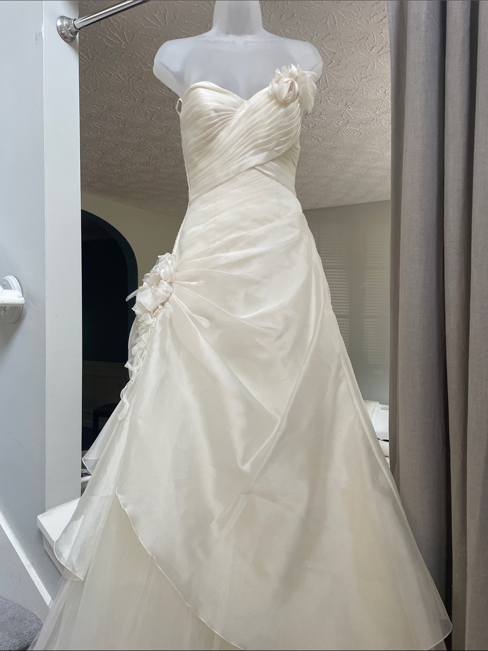 Strapless Ivory A-Line Bridal Gown with Floral Accents
